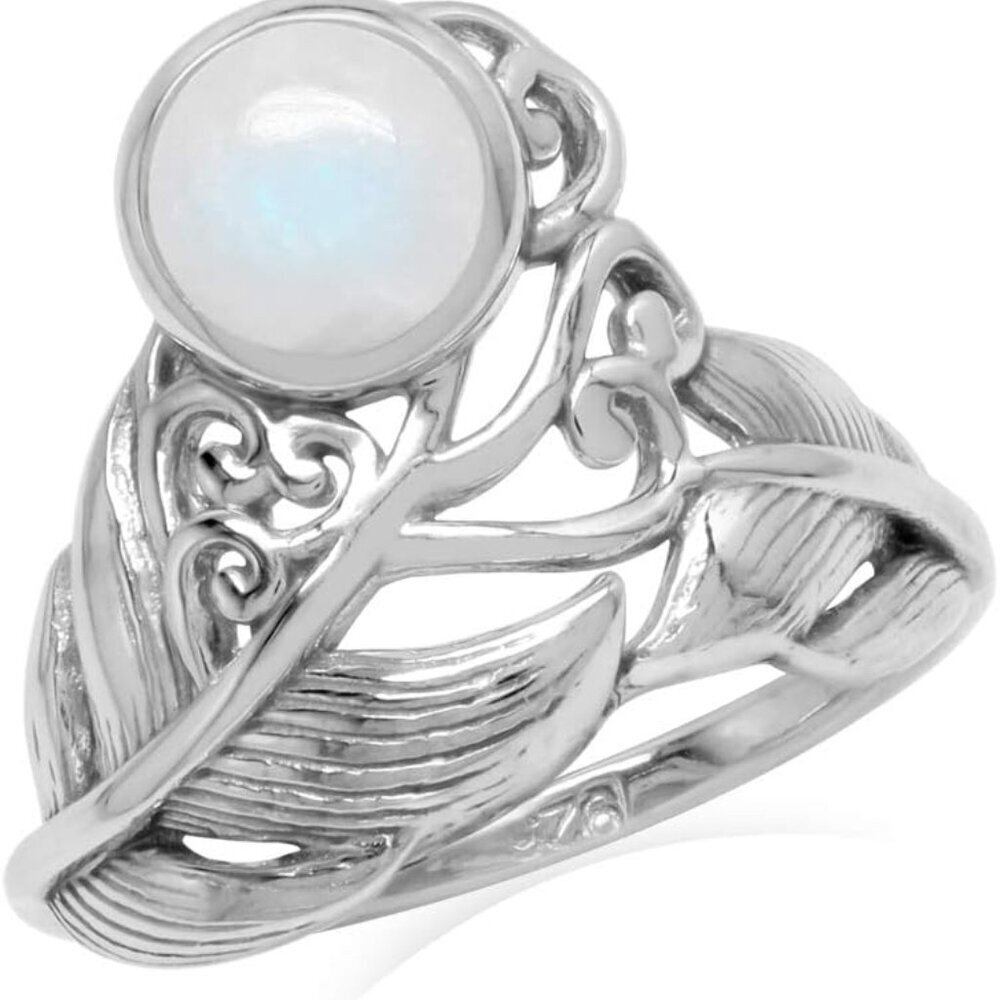 925 Sterling Silver Victorian Style Feather Ring Jewelry for Women